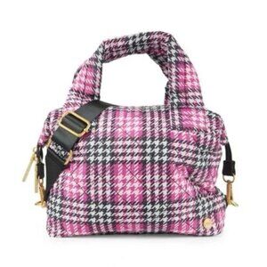 Jill & Ally Houndstooth Quilted Satchel handbag purse